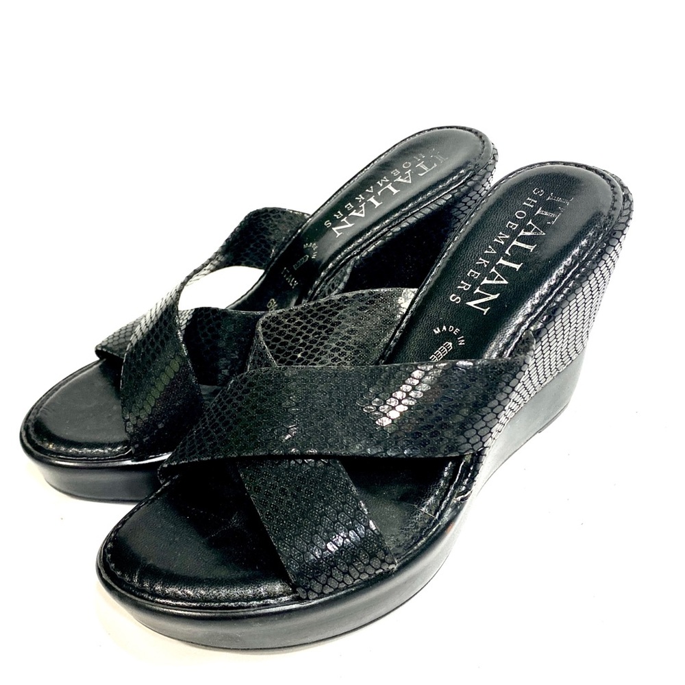 Black platform sandal.